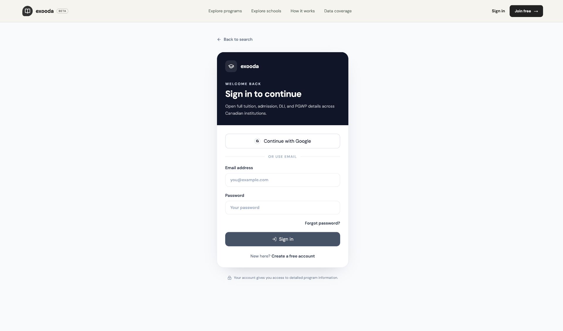 exooda account access screen explaining member benefits